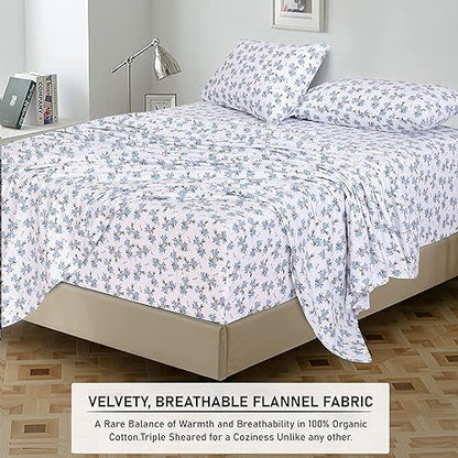 RUVANTI Flannel Sheets Set Full Size, Cloud Nine