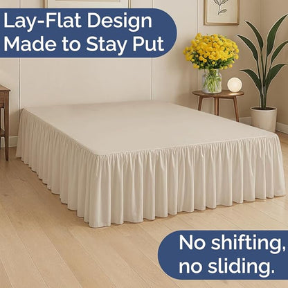 Bedskirt Queen Size Ruffle - 15 inch Drop Dust Ruffle Bed Skirt with Platform - Ultra-Soft, Easy Fit, Premium Hotel Quality - Wrinkle, Fade & Shrink Resistant - for Women, Men, Kids and Teens - Wheat