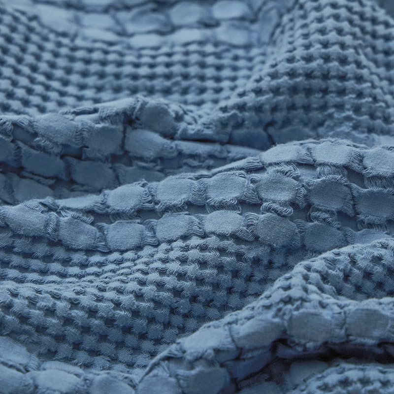 PHF Cotton Waffle Weave Euro Sham Covers 26" x 26", Denim Blue, No Insert