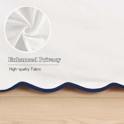 HIG Queen Bed Skirt - Easy Fit Scallop Edge Pleated Bedskirts With Spilt Coner, 12 Inch Drop Anti-Slip Dust Ruffle, Thick Fabric for Enhanced Privacy, Pre-Washed for Long-Lasting Use, Machine Washable