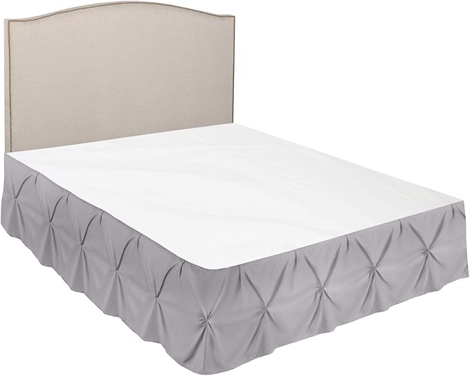Nestl Grey Lavender Bed Skirt Cal King Size, Pinch Pleat Cal King Bed Skirt, 14" Inch Drop Cal King Bedskirt, Hotel Quality Grey Lavender Bed Skirts, Microfiber Grey Lavender Cal King Size Bed Skirt