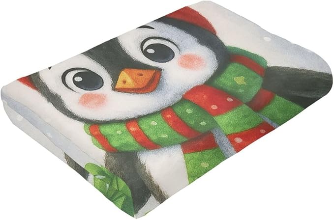 Christmas Penguin Blanket Super Soft Warm Fluffy Fleece Flannel Animal Throw Blanket Cozy Fuzzy Plush Stuff Bedding Blankets Gifts for Women Kids Boys Girls Adults 60"X50"