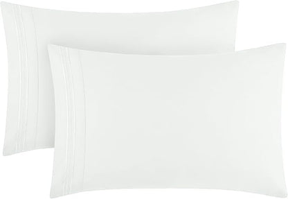 Mellanni Pillow Cases - Luxury, Extra Soft, Cooling Pillow Covers - 2 PC Iconic Collection Pillowcases - Envelope Closure (King 20" x 40", Ivory)
