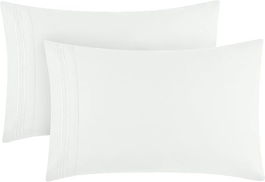 Mellanni Pillow Cases - Luxury, Extra Soft, Cooling Pillow Covers - 2 PC Iconic Collection Pillowcases - Envelope Closure (Standard/Queen 20" x 30", Ivory)