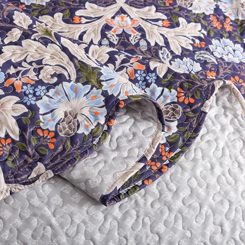 HoneiLife Quilt Set Queen Size - Microfiber Bedspreads for Queen Bed, Reversible Coverlet Lightweight Bedcover Quilt Bedding Sets-Navy