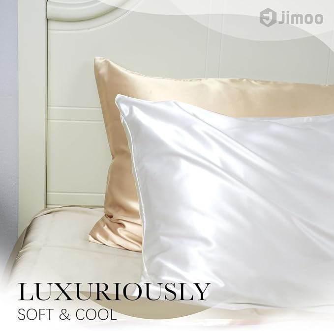 100% Mulberry Silk Pillowcase for Hair and Skin, 22 Momme Pure Natural Silk Pillow Case Both Sided with Zipper, Pillow Cover for Women Mom Men (Beige, King 20''×36'', 1 Pack)