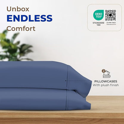 Thread Spread 100% Egyptian Cotton King Size Pillow Cases Set of 2 - Luxury 1000 Series Paradise Collection Pillow Cases King Size (Deep Blue), Soft Cooling Hotel Egyptian Cotton Pillowcases