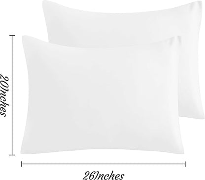 NTBAY Standard Pillow Cases Set of 2, 2 Pack Brushed Microfiber 20x26 Pillow Cases, Soft, Wrinkle, Fade, Stain Resistant White Pillow Cases with Envelope Closure, 20x26 Inches, White