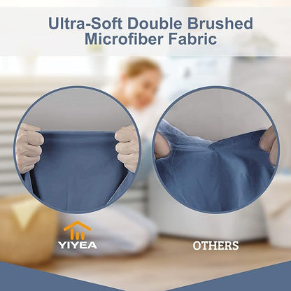 YIYEA Body Pillow Cover Set of 2, Ultra Soft 1800TC Hotel Quality Double Brushed Microfiber Body Pillow Pillowcases, Envelope Closure, Fade Resistant (20"x54", Denim)