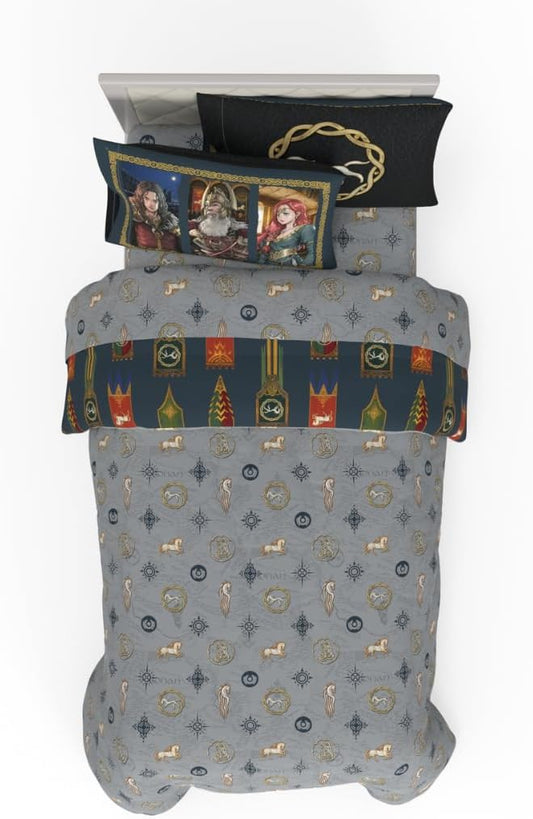 The Lord of the Rings: The War of the Rohirrim 5 Piece Super Soft Cozy Reversible Comforter and Sheet Set with Sham, Twin, (Officially Licensed Product) By Franco