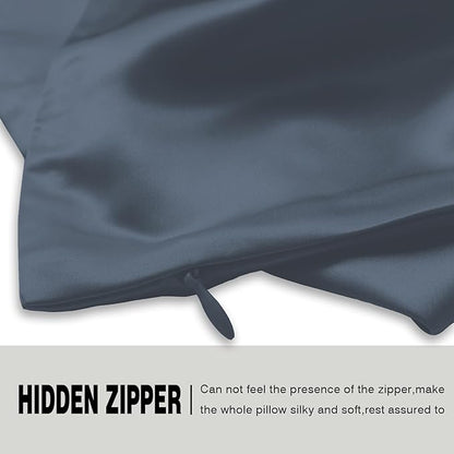 Mulberry Silk Pillowcase for Hair and Skin Pillow Case with Hidden Zipper Soft Breathable Smooth Cooling Silk Pillow Covers for Sleeping (Space Grey, King,1Pcs)