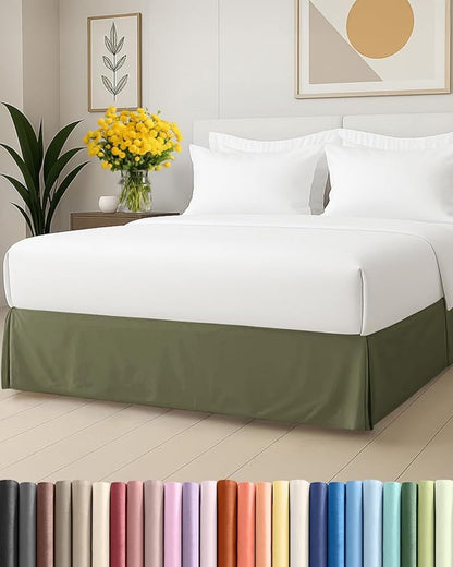Pleated Bed Skirt Full Size - 3 Sided Pleated Bed Skirt Full - Ultra-Soft, Easy Fit with 18 Inch Tailored Drop - Hotel Quality, Wrinkle & Fade Resistant - for Women, Men, Kids and Teens - Sage Green
