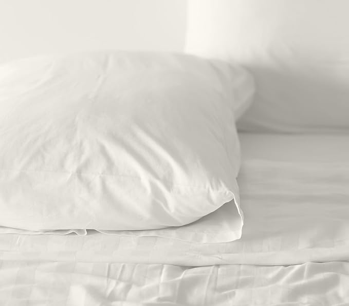 RUVANTI 100% Cotton Sheets – Twin XL Size Percale Bedding, Cooling & Breathable, Durable with a Crisp, Soft & Comfortable Feel, 16" Deep Pocket, 3-Piece Set, Ivory