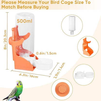Kenond No Mess Bird Feeders Water Dispenser Set，Automatic Feeders for Cage | Automatic Parrot Feeder Cage Accessories, Clear Seed Container Food Drinker for Cage, for Cockatiel Lovebirds Budgies Canary
