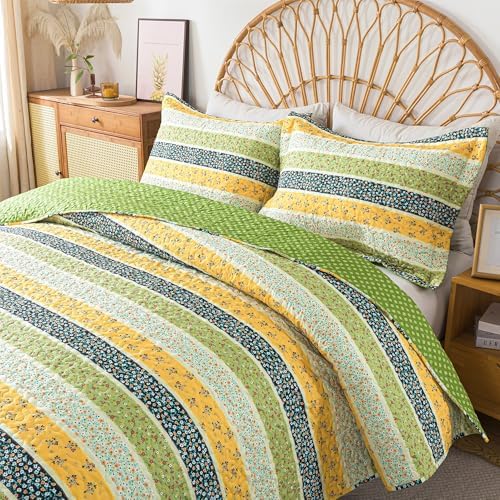 HoneiLife Queen Quilt Bedding Sets - 3 Piece Microfiber Quilt Set Reversible Bedspreads Rustic Coverlets for Queen Bed