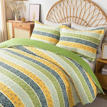 HoneiLife Queen Quilt Bedding Sets - 3 Piece Microfiber Quilt Set Reversible Bedspreads Rustic Coverlets for Queen Bed