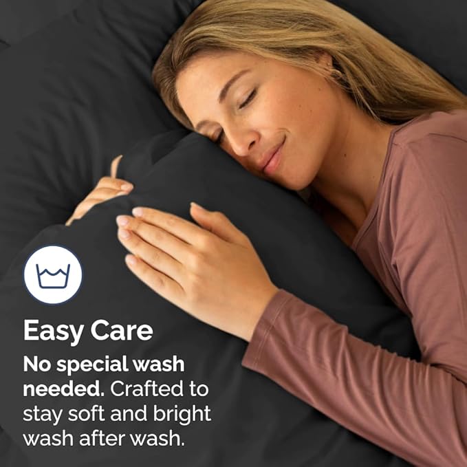 King Standard Pillow Cases Set of 4 - Soft Hotel Quality Pillowcase Covers - Comfy Bedding for Women, Men, Kids & Teens - Machine Washable Pillow Protectors - 4 Piece Set - King Standard Size Black