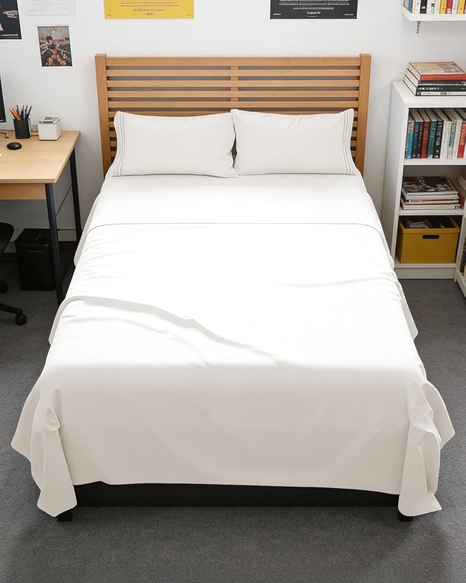 Full XL Bed Sheet - 4 Piece Full XL Bed Sheets Set - Soft, Breathable & Cooling - Hotel Luxury Bedding for Women, Men, Kids, Teens, Boys & Girls - Deep Pockets, Fade and Wrinkle Free - Antique White