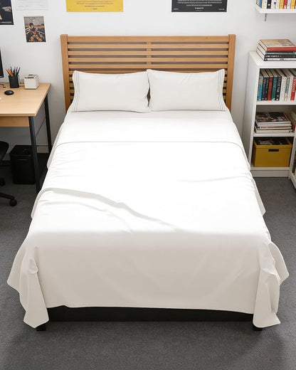 Full XL Bed Sheet - 4 Piece Full XL Bed Sheets Set - Soft, Breathable & Cooling - Hotel Luxury Bedding for Women, Men, Kids, Teens, Boys & Girls - Deep Pockets, Fade and Wrinkle Free - Antique White
