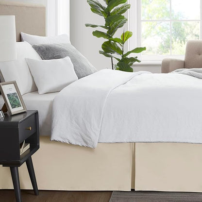 Nestl Cream Twin XL Bed Skirt - Twin XL Size 14 Inch Drop - Brushed Microfiber Hotel Quality Pleated Bed Skirt - Shrinkage & Fade Resistant