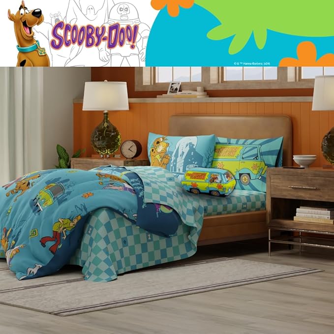 Franco Scooby Doo Scoobtober Bedding 7 Piece Super Soft Reversible Comforter and Sheet Set with Sham, Full, (Officially Licensed Product)