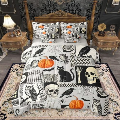 Feelyou Halloween Comforter Set with Sheets 7 Piece Twin Size