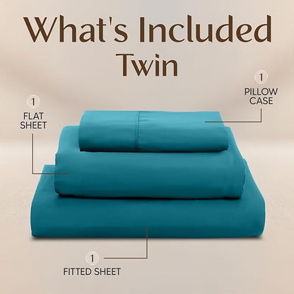 Utopia Bedding Twin Sheet Set – 3 Piece Bed Sheets for Twin Size Bed, Soft and Breathable Microfiber, Includes 1 Fitted Sheet, 1 Flat Sheet and 1 Pillowcase – Oeko Tex (Denim Blue)