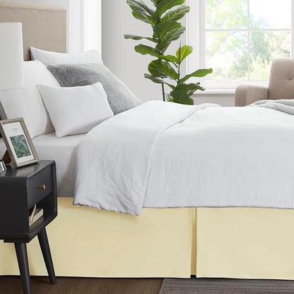 Nestl Vanilla Yellow Twin Bed Skirt - Twin Size Bed Skirt 14 Inch Drop - Brushed Microfiber Bed Skirts - Hotel Quality Pleated Bed Skirt - Shrinkage & Fade Resistant