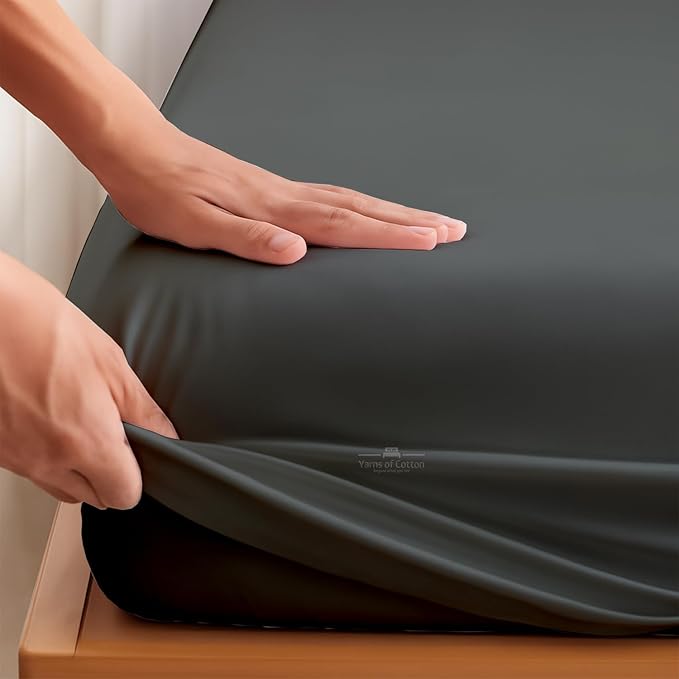 Split Head Flex 2 Qty Fitted Sheet for Adjustable Bed, Queen 32" Split Down from The Top, 100% Egyptian Cotton 600 Thread Count, 18" Deep Pocket, Super Soft Wrinkle Free, Dark Grey