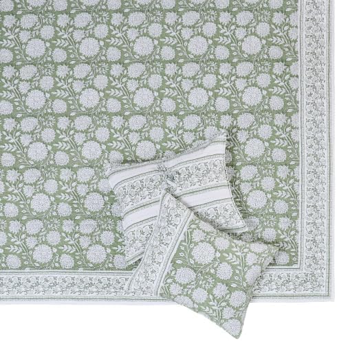 Levtex Home – Adare Sage Bedspread Set – Twin Bedspread (80x106in.) and 1 Standard Sham (20x26in.) – Floral Botanical Design – Sage and White – Reversible – Cotton