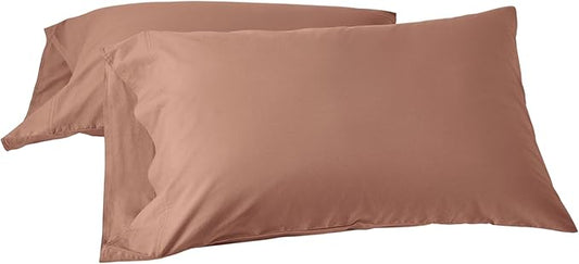 Organic Crinkled Percale Pillowcase Set/2 King Praline