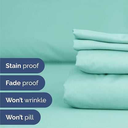 Queen 6 Piece Sheet Set - Comfy Breathable & Cooling - Ultra-Soft Hotel Luxury Bedding Set with 8-16 Inch Deep Pockets - 1 Flat & 1 Fitted Sheet & 4 Pillowcases - Wrinkle Free & Easy Care - Spa Blue