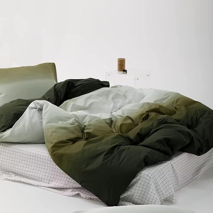Houseri Gradient Green & White Comforter Set - Green & Cream Bedding - King Size