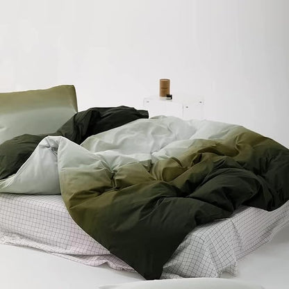 Houseri White and Green Comforter Set Twin Gradient Green Comforter Bedding Sets Twin Size, Twin(68‘90‘-Comforter)