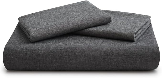 LOVQUE 100% Washed Cotton Duvet Cover Set, Linen Like Natural Bedding Set with Zipper Closure (No Comforter), 104x98 Inches, Cal King, Dark Grey