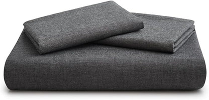 LOVQUE 100% Washed Cotton Duvet Cover King Size, Grey Fade-Resistant Natural Bedding Set (No Comforter), 104x90 Inches
