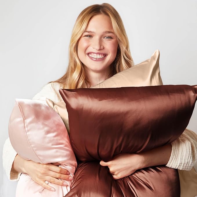 Kitsch Satin Pillowcase with Zipper for Hair & Skin - Softer Than Silk Pillow Cases, Smooth Cooling Satin Pillow Case, Wrinkle-Free, Machine Washable, King Size Satin Pillow Case 19x36 - Blush, 2pcs