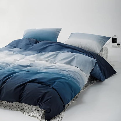Cottonight Blue Gradient Comforter Set King Blue and Navy Gradient Bedding Comforter Set Aesthetic Blanket Quilts Breathable Sunset Color 3 Piece Bedding Comforter Set