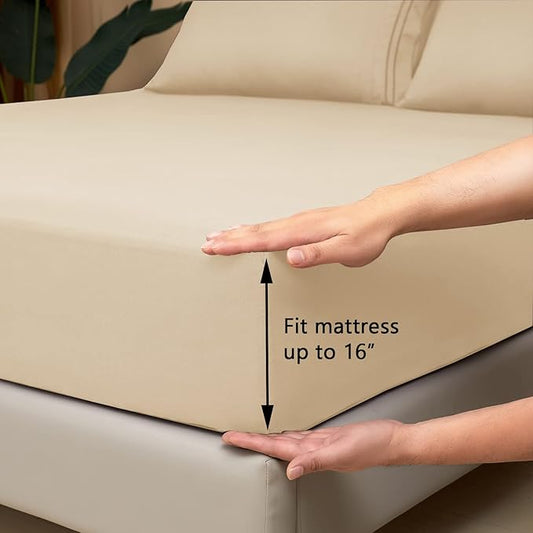 Mejoroom Twin Sheet Set - Hotel Collection Twin Sheets - Bedding Sheets & Pillowcases with Deep Pocket Fitted Sheet, Breathable, Wrinkle & Fade Resistant - 3 Piece(Taupe)