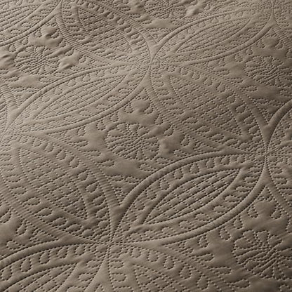 akkialla Mocha Brown Twin Quilt Set,Ultrasonic Lightweight Bedspread Coverlet for Modern Minimalist Bedroom,Soft Microfiber Coin Pattern Bedding,2-Piece (1 Quilt,1 Pillow Sham)