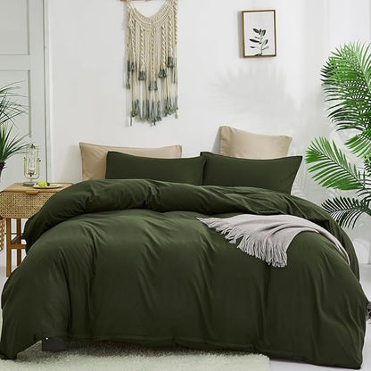 CLOTHKNOW Dark Green California King Comforter Set Green Bedding Comforter Sets Soft Hunter Green Comforter with 2 x Pillow Cases