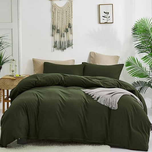 CLOTHKNOW Dark Green California King Comforter Set Green Bedding Comforter Sets Soft Hunter Green Comforter with 2 x Pillow Cases