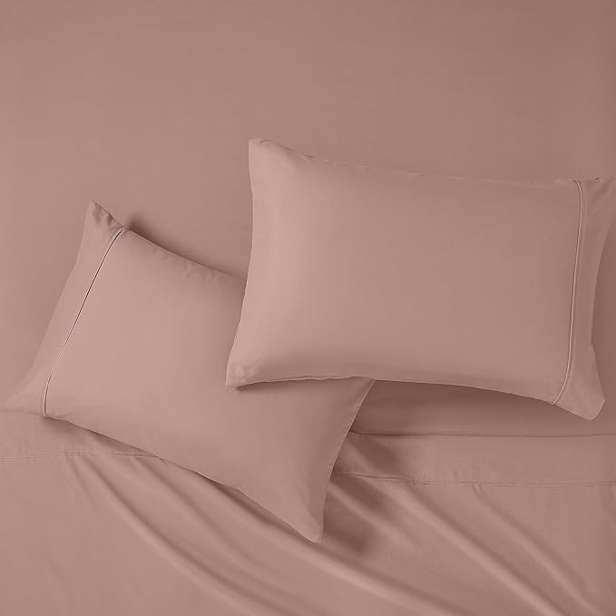 Modern Threads Soft Microfiber Solid Sheets - Luxurious Microfiber Bed Sheets - Includes Flat Sheet, Fitted Sheet with Deep Pockets, & Pillowcases Rose Queen