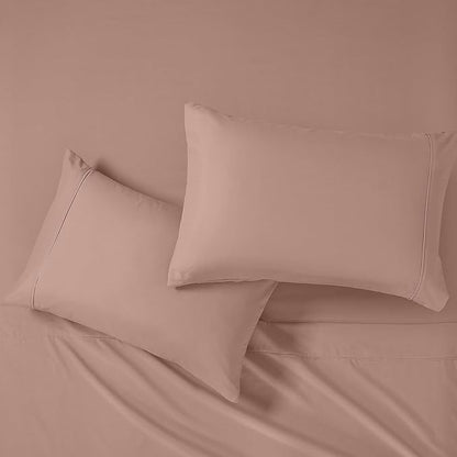 Modern Threads Soft Microfiber Solid Sheets - Luxurious Microfiber Bed Sheets - Includes Flat Sheet, Fitted Sheet with Deep Pockets, & Pillowcases Rose Queen