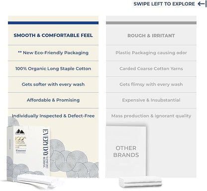 Mayfair Linen 100% Organic Cotton Percale Pillow Cases Queen/Standard Size Set of 4 - Percale Pillowcovers Standard/Queen (White, 2 Pair), Soft Pillow Case for Sleeping, Cotton Pillowcases