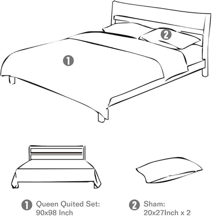 Travan 3-Piece Queen Quilt Sets with Shams Oversized Bedding Bedspread Reversible Coverlet Set, Queen Size