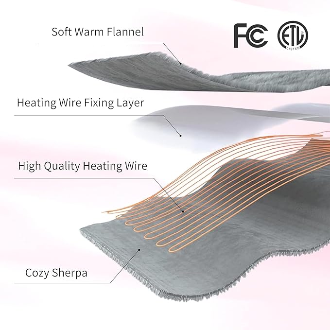 ESTINGO Electric Heating Blanket King Size, Heated Electric Blanket with 5 Heating Levels & 10 Hours Auto Off, Machine Washable Plush Heated Blanket 100" x 90", Pale Pink