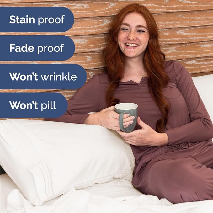 Bulk Case Pack of 16 Sheet Sets - (16) Complete Twin Size Sheet Sets with Deep Pockets - Wholesale Bulk Bedding for Hotels, Spas & Airbnbs - Breathable, Cooling & Wrinkle Free - (Twin, Antique White)