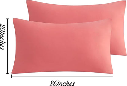 NTBAY King Pillow Cases Set of 2, 2 Pack Brushed Microfiber 20x36 Pillow Cases, Soft, Wrinkle, Fade, Stain Resistant Coral Pink Pillow Cases with Envelope Closure, 20x36 Inches, Coral Pink