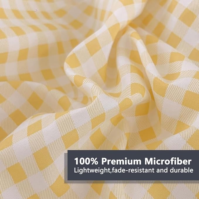 NSNLGSGC Twin Comforter Set, Yellow Gingham Bedding Sets, Yellow Grid Bed Comforter 2 Pieces (1 Comforter, 1 Pillowcase)